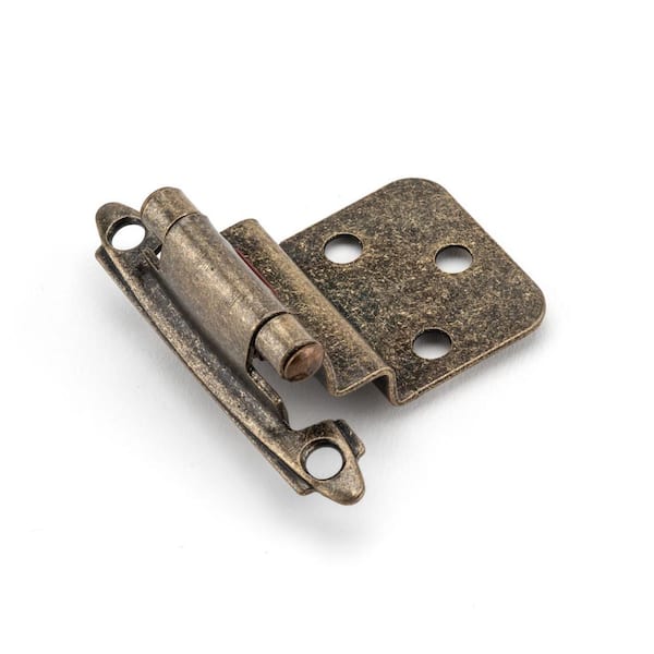 Richelieu Hardware Antique English Semi-Concealed Self-Closing 3/8 in. Overlay for Face Frame Cabinet Hinge (2-Pack)