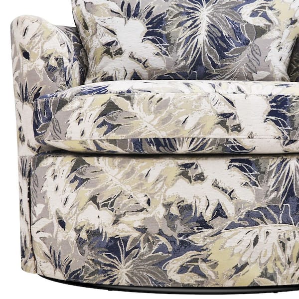 家具 s OrangeOne Blue Floral Fabric Upholstered 360° Swivel Accent Chair