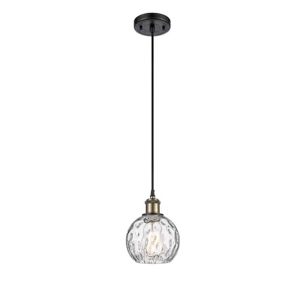 Innovations Athens Water Glass 60-Watt 1 Light Black Antique Brass Shaded Mini Pendant Light with Clear glass Clear Glass Shade