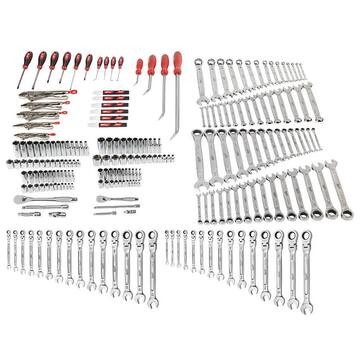 Mechanics Tool Set with SAE and Metric 144-Position Flex-Head Ratcheting Combination Wrenches (221-Piece)