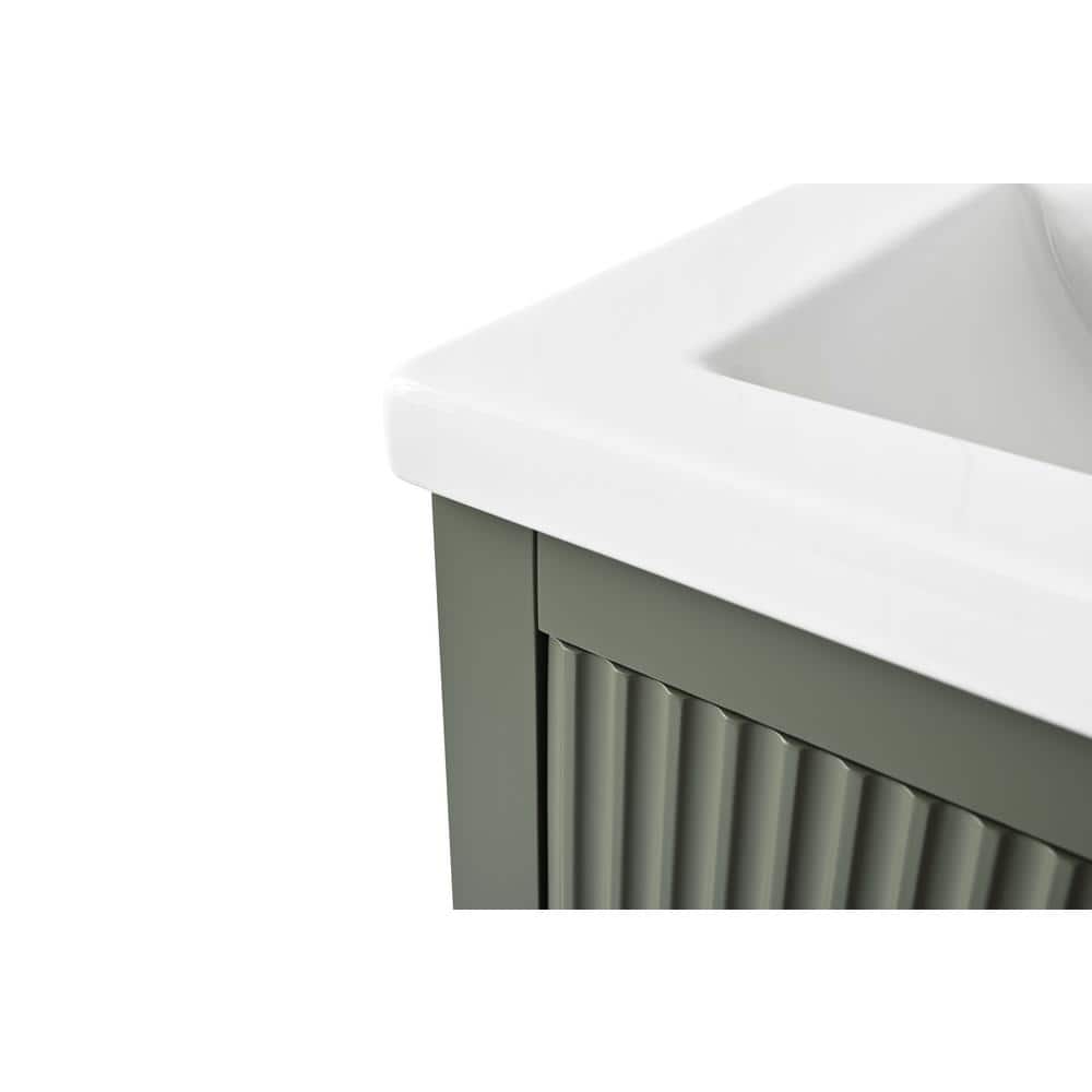 20'' Linear Vintage Green Single Bathroom Vanity with White Ceramic Top
