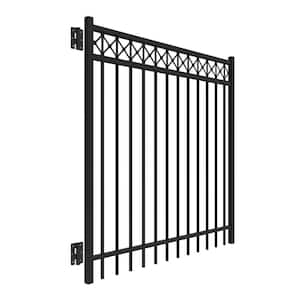 Highland 5 ft. x 5 ft. Black Decorative Straight Flat Top Metal Fence Gate