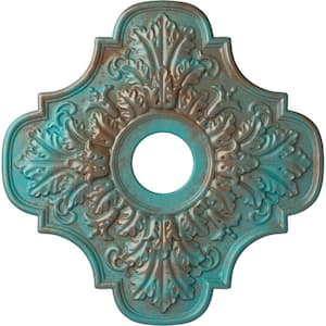 1 in. x 17-3/4 in. x 17-3/4 in. Polyurethane Peralta Ceiling Medallion, Copper Green Patina