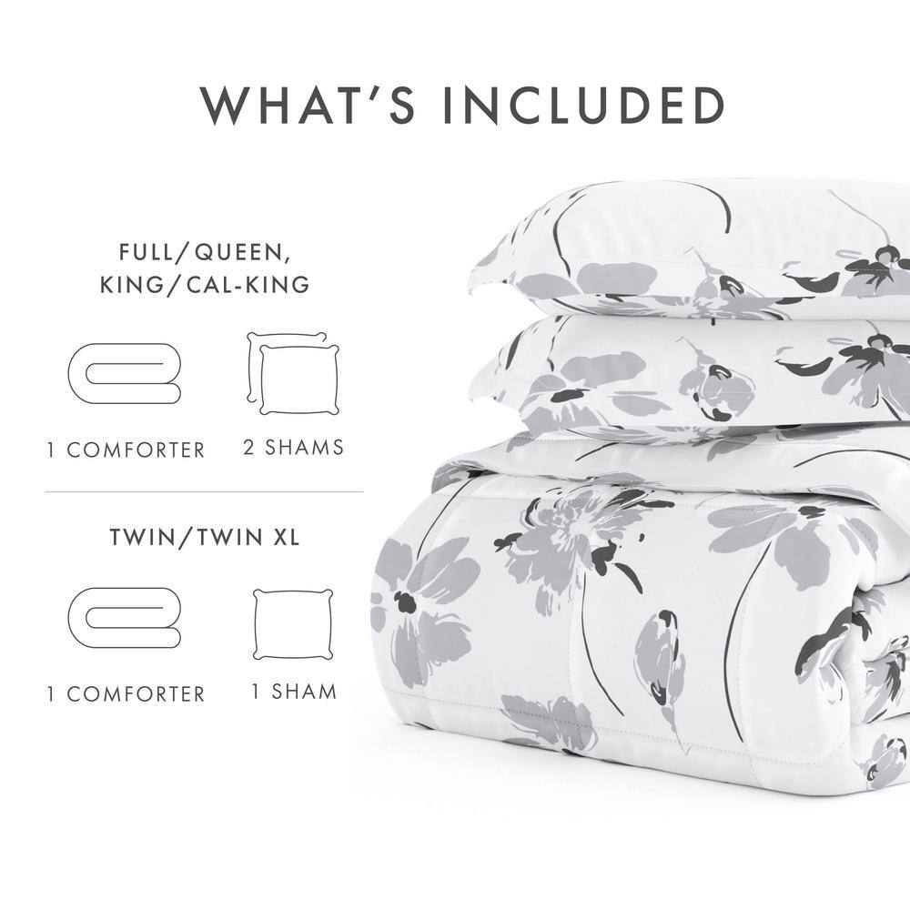 King Light Gray Microfiber Down Alternative Comforter Set