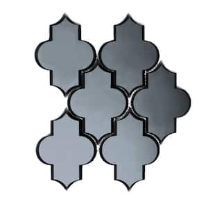 Reflections Blue Mirror Small Lantern Arabesque Mosaic 4 in. x 6 in. Glass Wall Tile (10 Sq. Ft./Case)