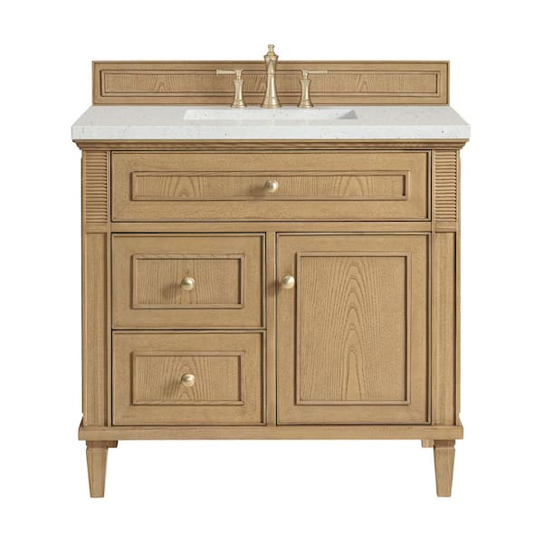 James Martin Vanities Lorelai 36.0 in. W x 23.5 in. D x 34.06 in. H Single Bath Vanity in Light Natural Oak with Lime Delight Quartz Top