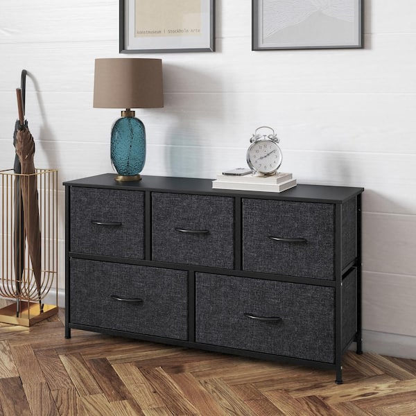 Carnegy Avenue 5-Drawer Black Drawers/Black Frame Dresser