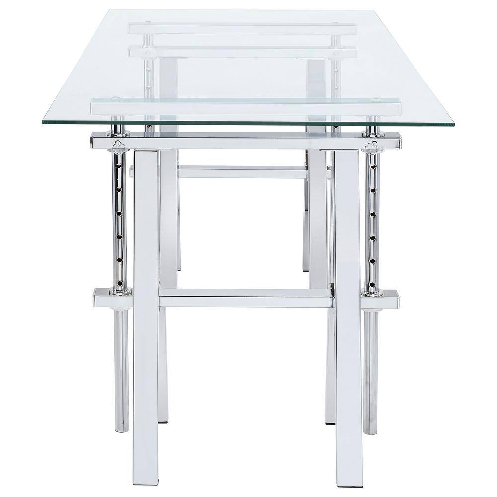 Contemporary Chrome-Finished Adjustable Glass Desk - 60"