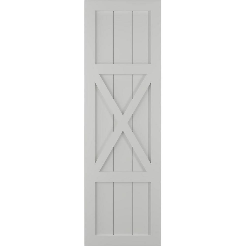 18 in. x 42 in. True Fit PVC Center X-Board Farmhouse Fixed Mount Board and Batten Shutters Pair in Hailstorm Gray price history on PriceWatchPro