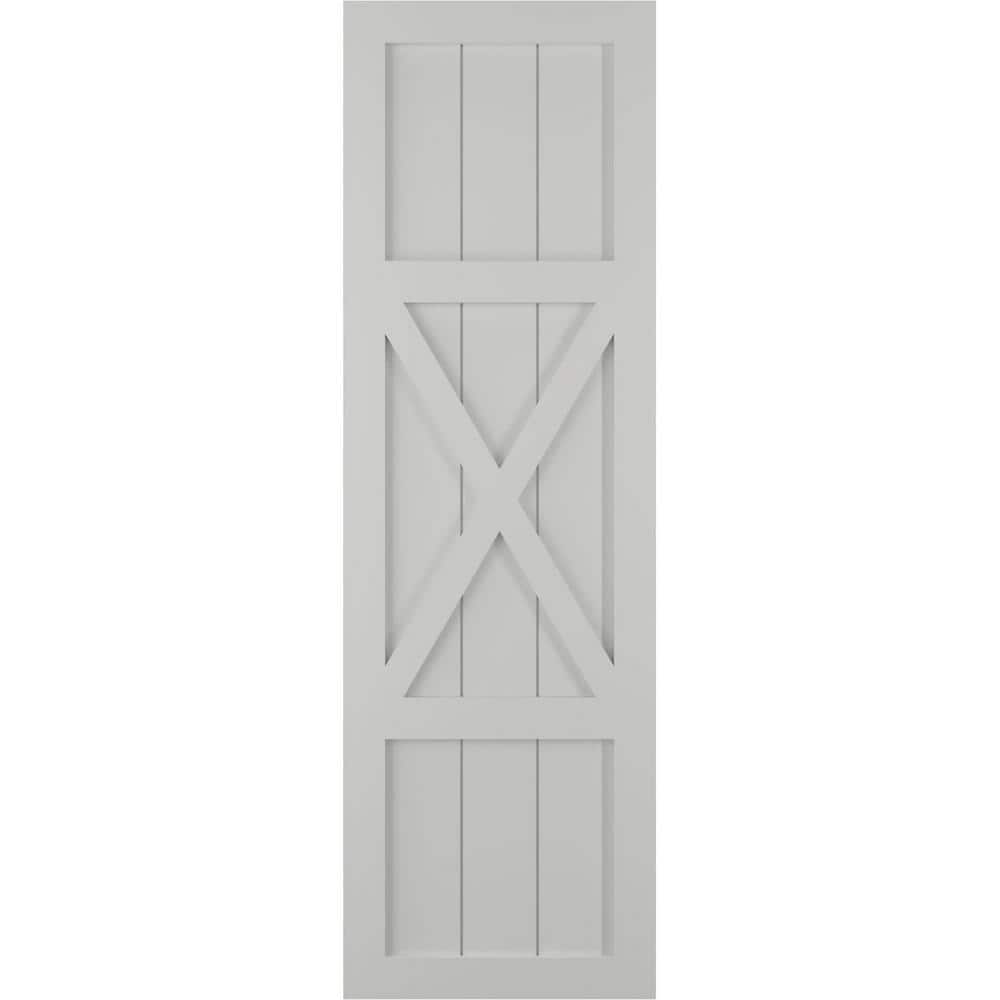 18 in. x 52 in. True Fit PVC Center X-Board Farmhouse Fixed Mount Board and Batten Shutters Pair in Hailstorm Gray price history on PriceWatchPro