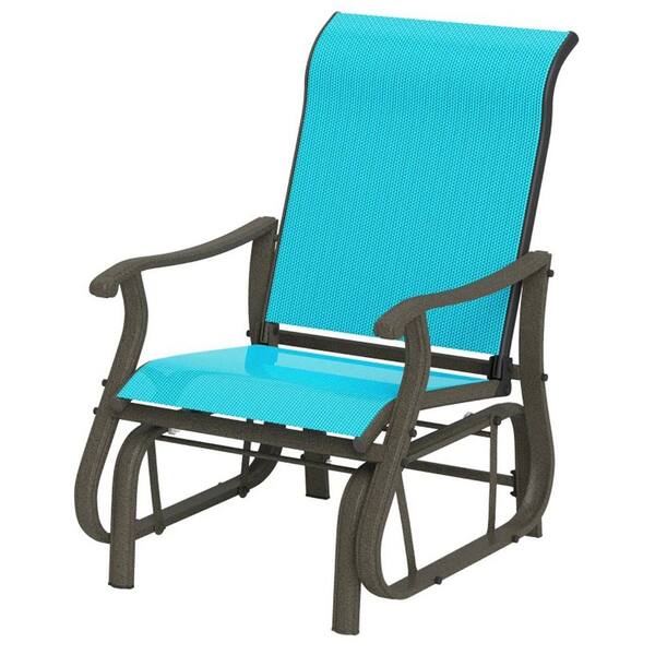 Metal Outdoor Garden Glider Chair w/ Steel Frame and Mesh Fabric