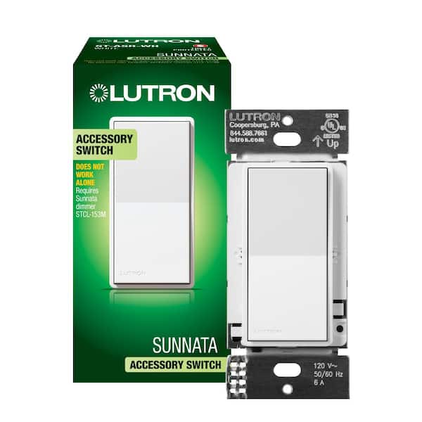 Lutron Sunnata On/Off Accessory Switch, only for use with Sunnata LED Dimmers, White (ST-ASR-WH)
