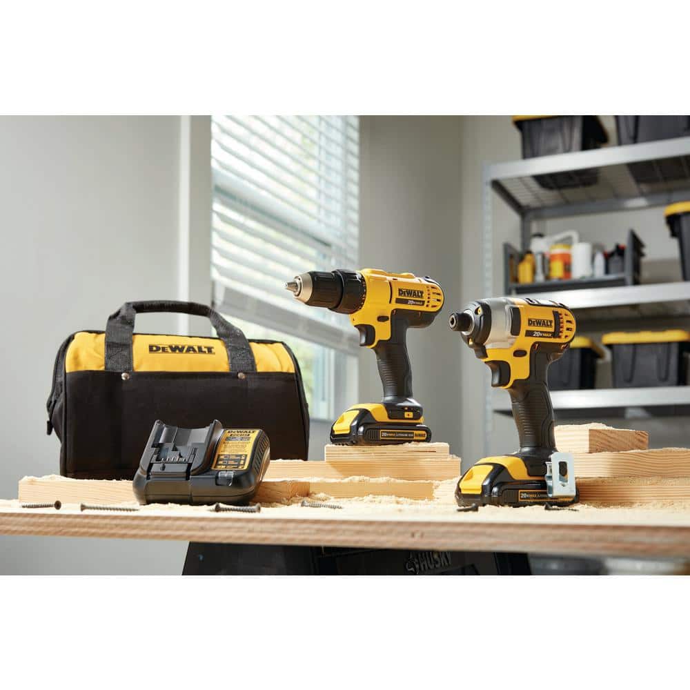 DEWALT 20V MAX Cordless Drill and Impact Driver Combo Kit with Batteries and Charger