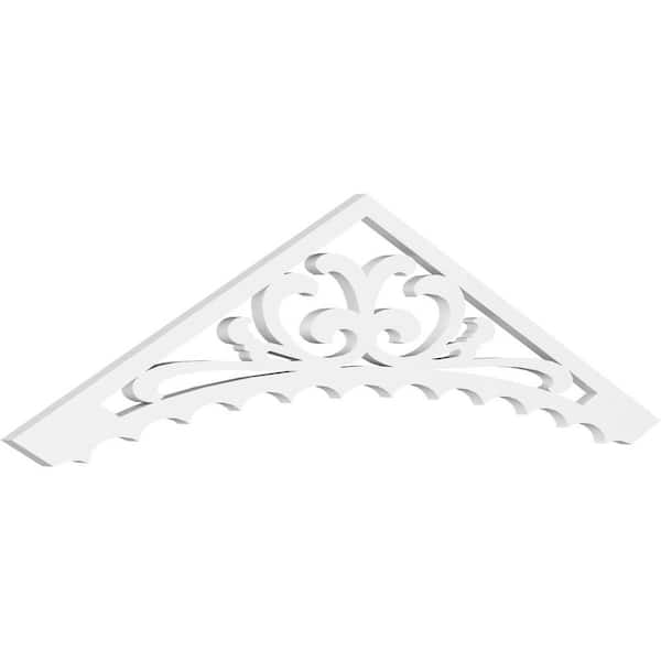 Ekena Millwork Pitch Genova 1 in. x 60 in. x 17.5 in. (6/12) Architectural Grade PVC Gable Pediment Moulding