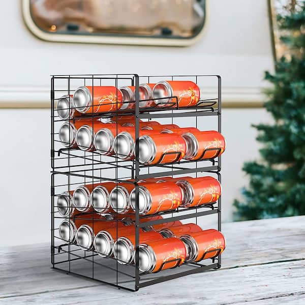 2-Tier Burnt Brown Wood and Black Metal Wire Soda Can or Canned Food S –  MyGift