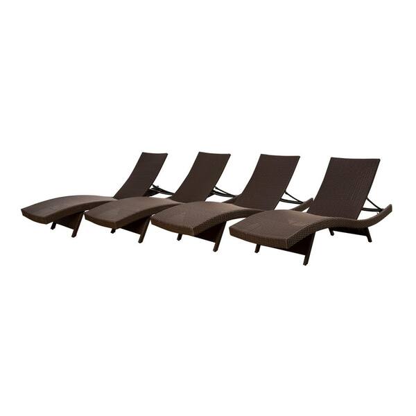 DEVON & CLAIRE Palermo Outdoor Espresso Wicker Chaise Lounge (Set of 4)