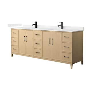 Elan 84 in. W x 22 in. D x 35 in. H Double Bath Vanity in White Oak with Carrara Cultured Marble Top