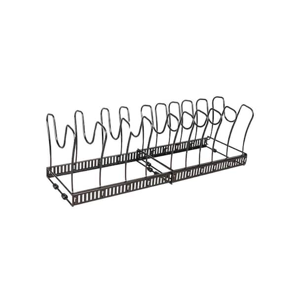 Iron Standing Expandable Pan Organizer for Cabinet Pot Rack with 10 Adjustable Compartment for Kitchen Cabinet, Bronze