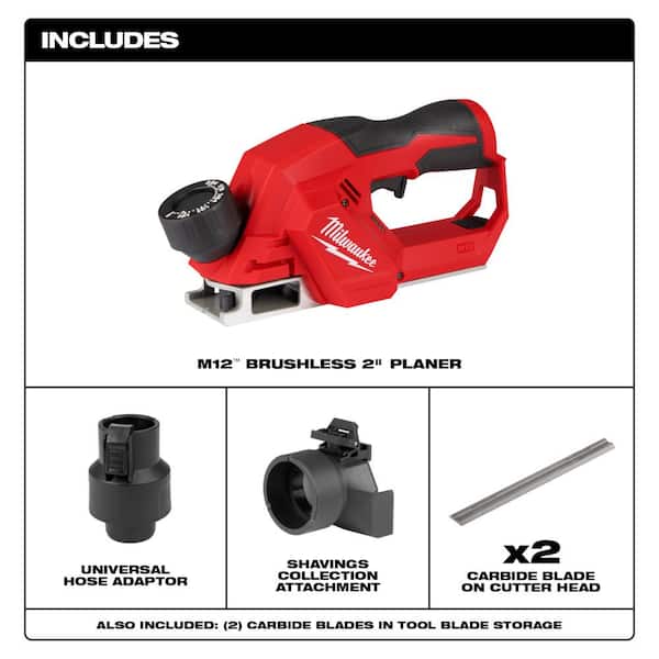 M12 12V Lithium-Ion Brushless Cordless 2 in. Planer with M12 XC 4.0 Ah Battery Pack