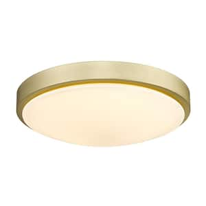 Gabi 12.25 in. 1-Light Brushed Champagne Bronze Opal Glass LED Flush Mount