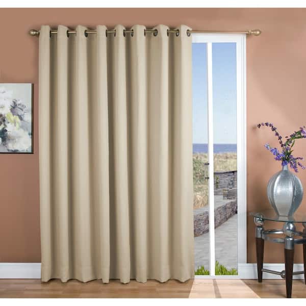 Ivory Polyester Solid 112 in. W x 96 in. L Grommet Blackout Curtain