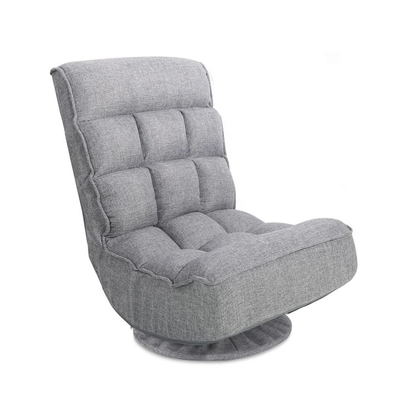 VEIKOUS Livingroom 360° Swivel 4-Position Adjustable Folding Gray Lazy Sofa Chair