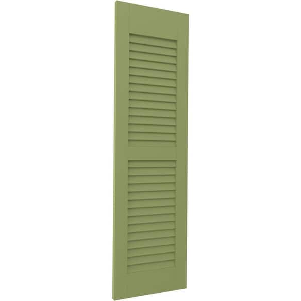 Ekena Millwork 15 in. W x 75 in. H Americraft 2-Equal Louver Exterior Real Wood Shutters Pair in Moss Green