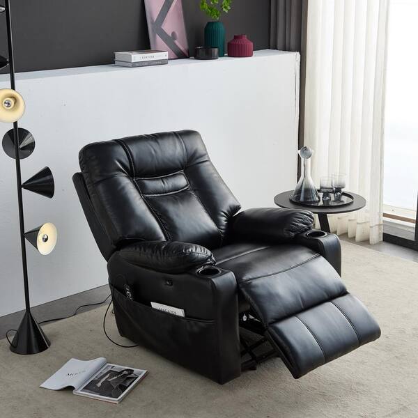 black leather recliner chair electric