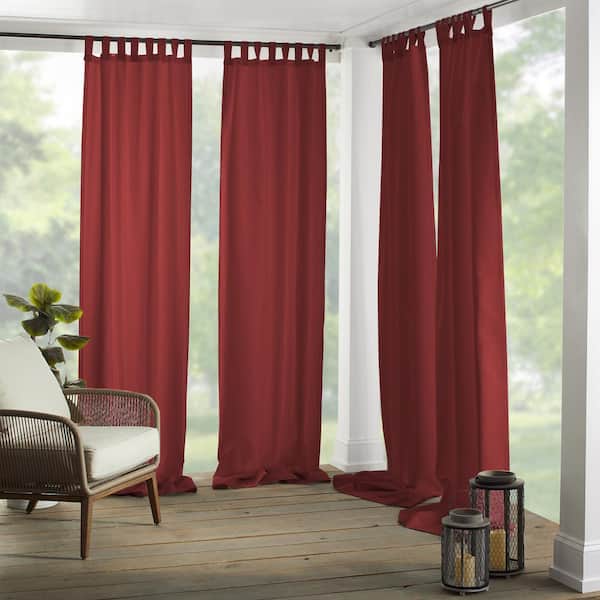 Elrene Red Solid Tab Top Room Darkening Curtain - 52 in. W x 84 in. L