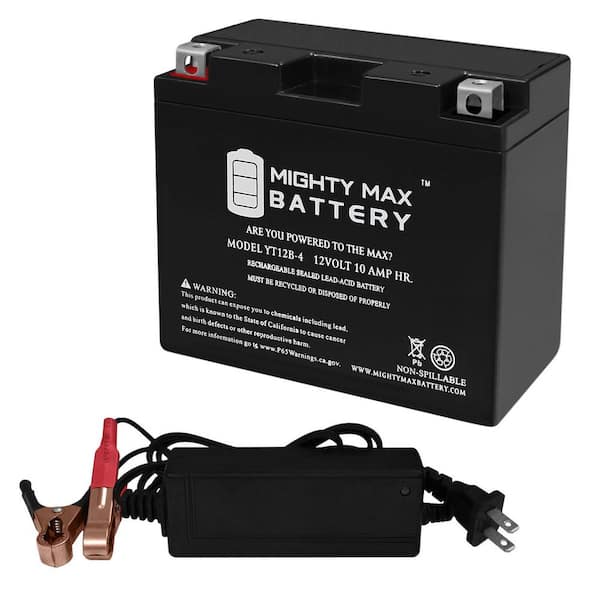 MIGHTY MAX BATTERY YT12B-4 Battery Replaces Parts Unlimited 2113-0090 + 12V 2Amp Charger
