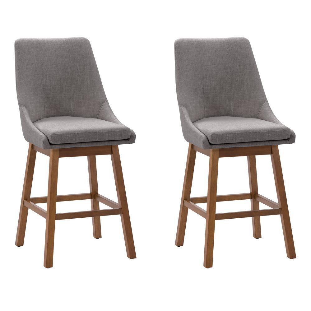 Boston High Back Light Gray Fabric Counter Barstools, Set of 2