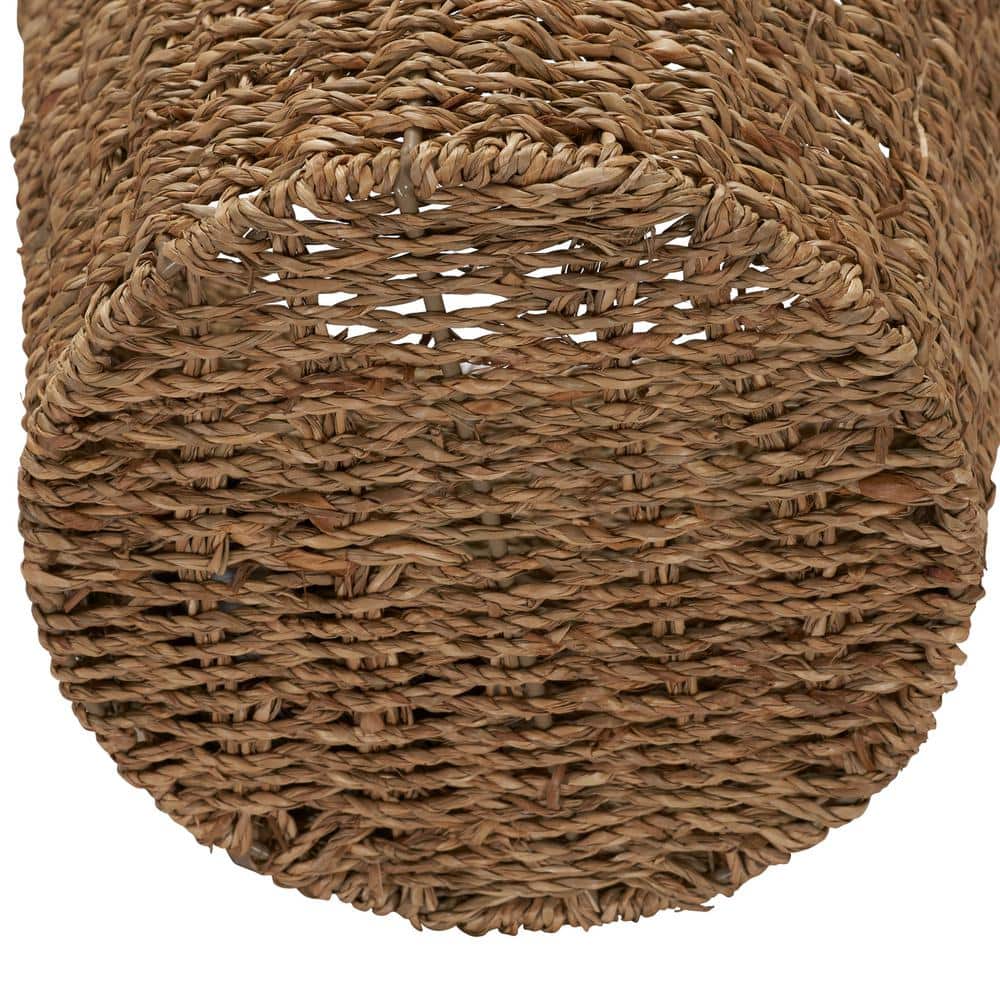 Natural Seagrass Wicker Waste Basket with Metal Frame