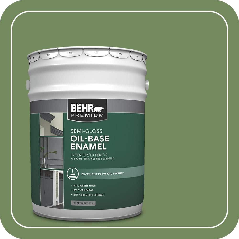 BEHR 5 gal. #M380-6 Fern Canopy Oil-Base Semi-Gloss Enamel Interior ...