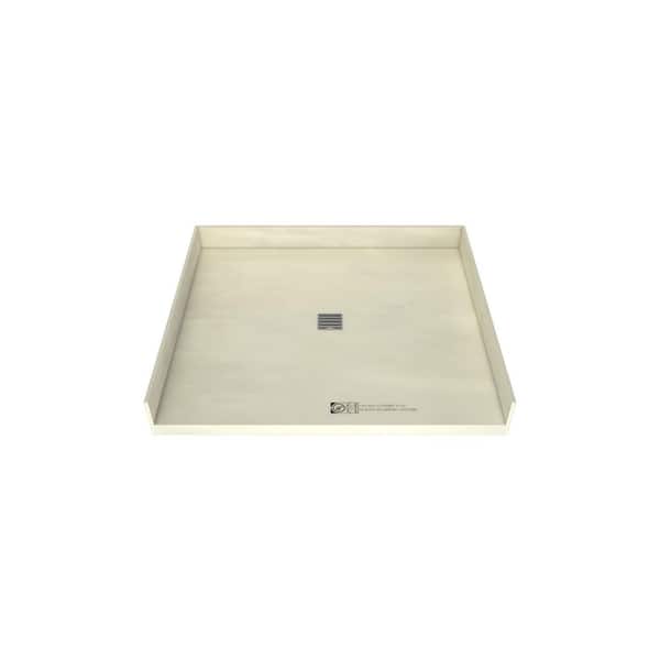 Redi Free 42 in. L x 48 in. W Alcove Barrier Free Tileable Shower Pan Base with Center Drain in Brushed Nickel