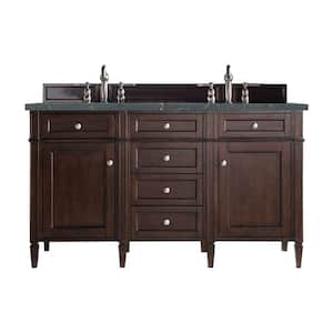 Brittany 60.0 in. W x 23.5 in. D x 34.0 in. H Bathroom Vanity in Burnished Mahogany with Parisien Bleu Top