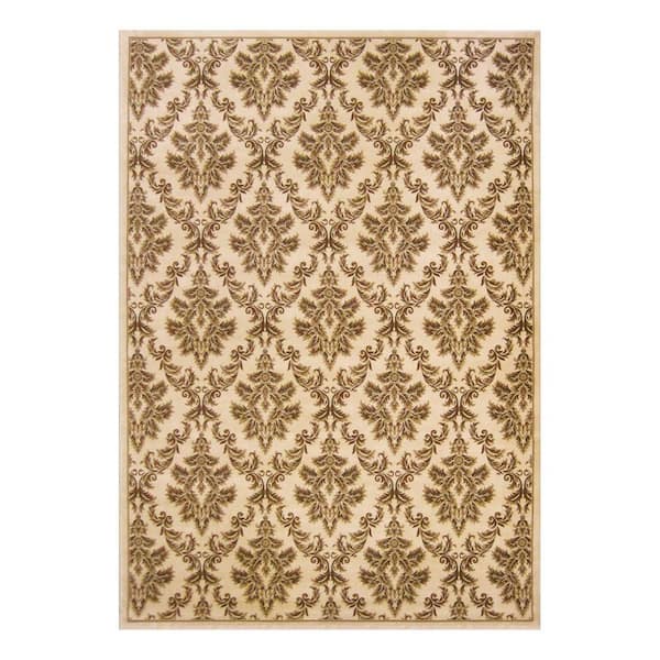 8 ft. x 11 ft. Ivory Kurdamir Damask Area Rug