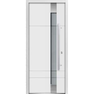 36 in. x 80 in. Single Panel Left-Hand/Inswing Frosted Glass White Finished Steel Prehung Front Door with Handle