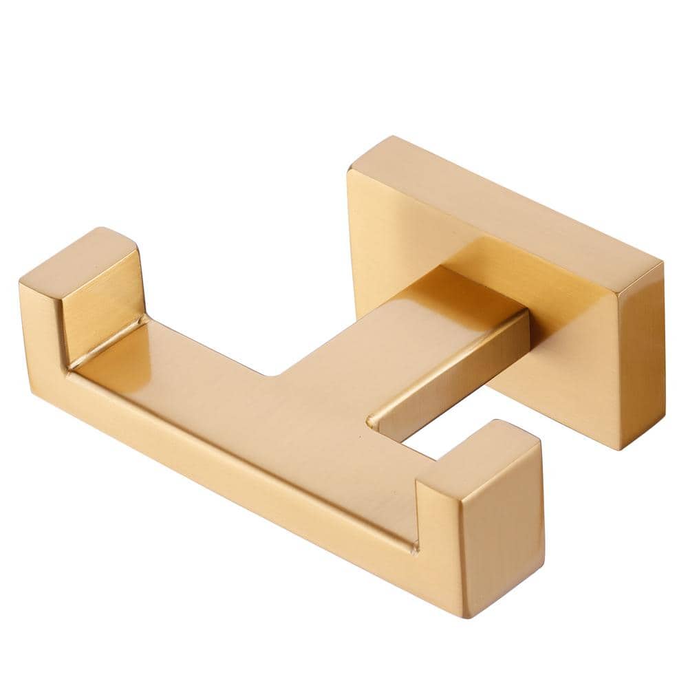 Wall Mount Knob Double Robe/Towel Hook in Gold
