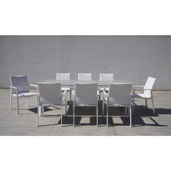 BELLINI HOME AND GARDENS Versailles White 9-Piece Aluminum Outdoor 