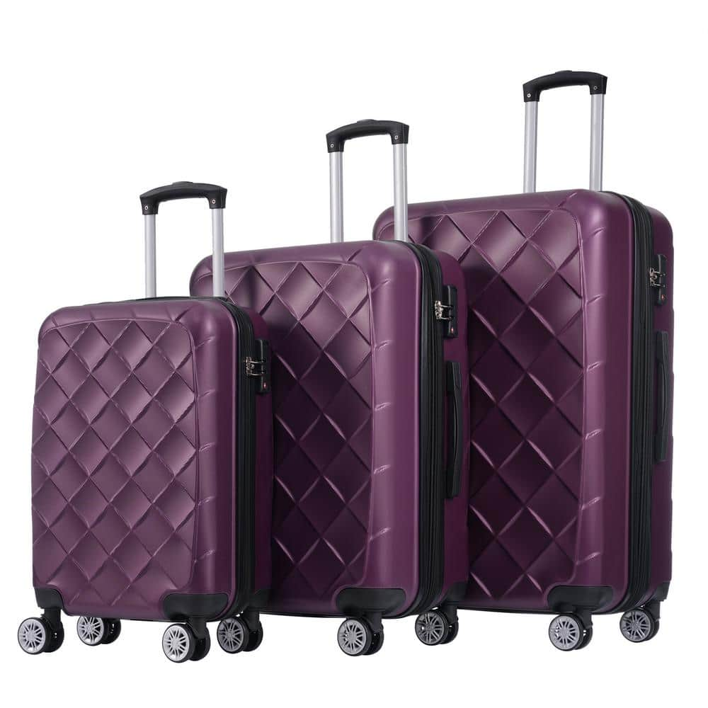 Merax 3-Piece Violet Expandable ABS Hardshell Spinner 20, 24, 28 in ...