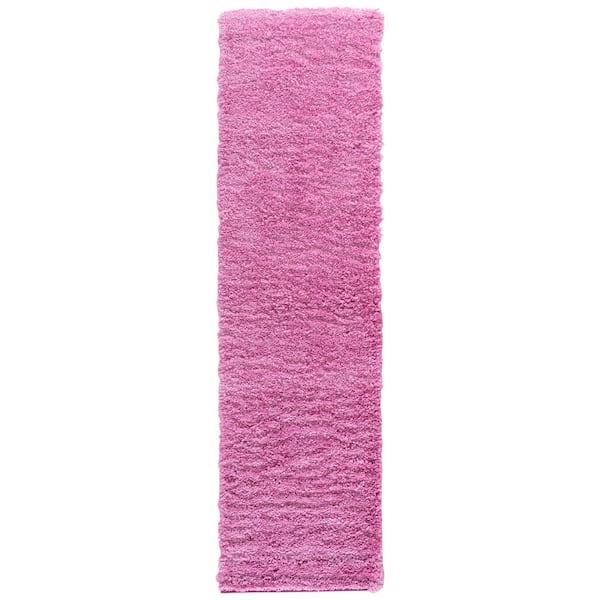 Fontana Shag 2 ft. x 6 ft. Pink Solid Runner Rug