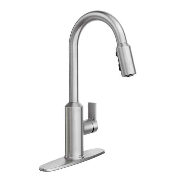 MOEN Meena Spot Resist Stainless 15.94 in. H Pull Down Sprayer Kitchen Faucet with 360 Degree Spout Swivel and Power Boost