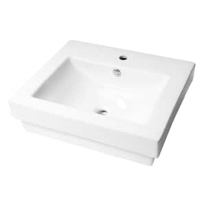 23.63 in. Drop In Bathroom Sink in White