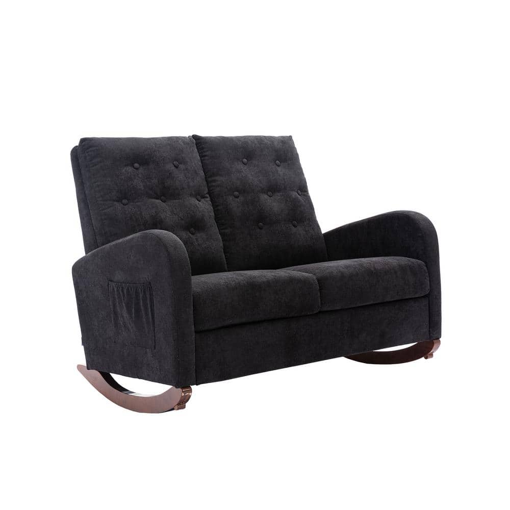 Black 2-Seat Rocking Loveseat with High Back