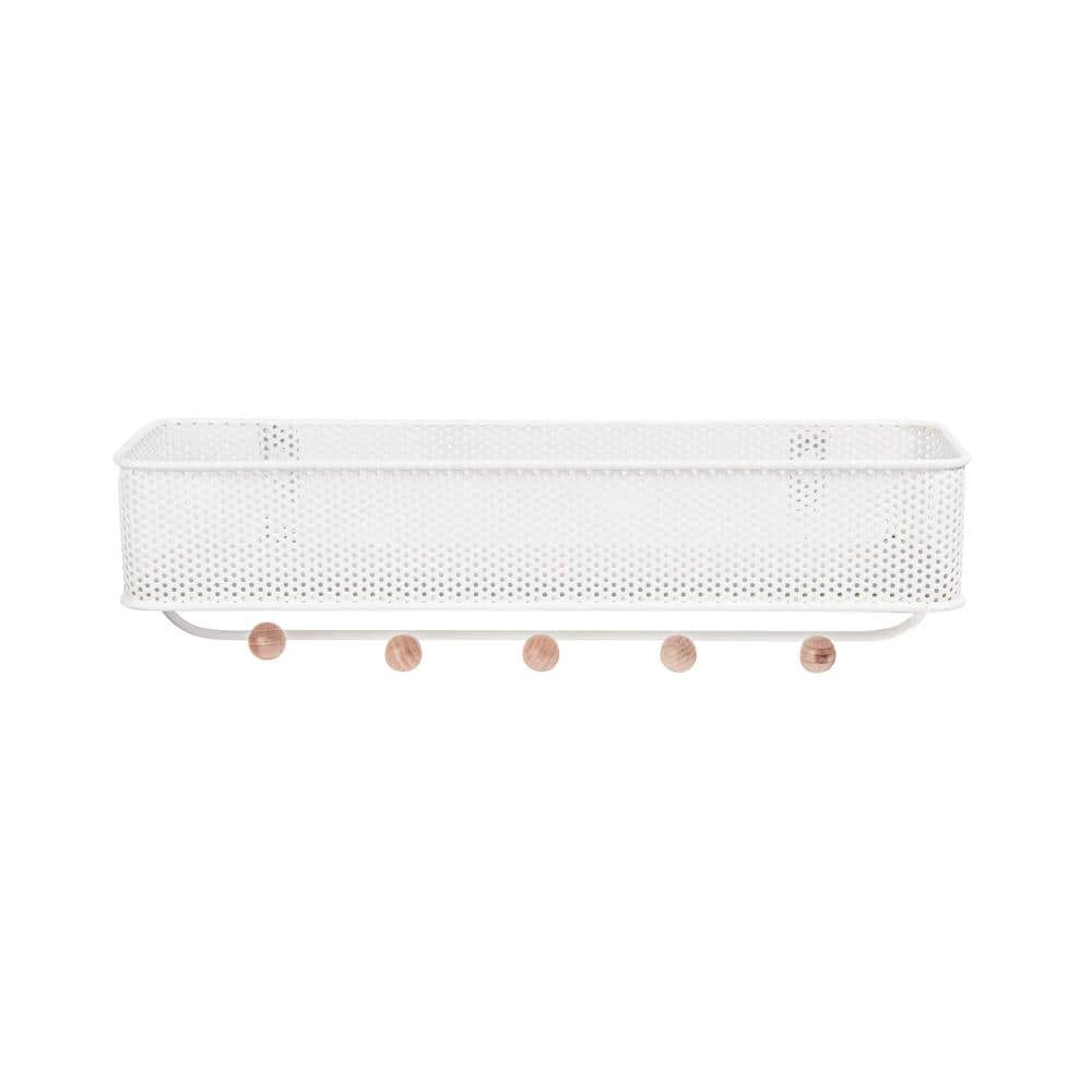 3.5 in. W x 12.6 in. D Metal Decorative Wall Shelf White Organizer,Great fo