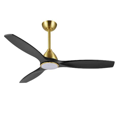 52 in. Black and Gold Smart indoor Ceiling Fan with Remote Control and Light Kit Ceiling Fans With Lights