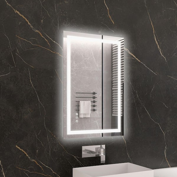 KariMo 24 in. W x 36 in. H Rectangular Frameless Wall Bathroom Vanity Mirror with Backlit Front Light, Dimmable