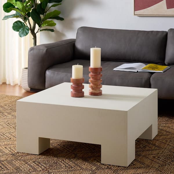 Aillard 31.5 in. White Square Composite Coffee Table