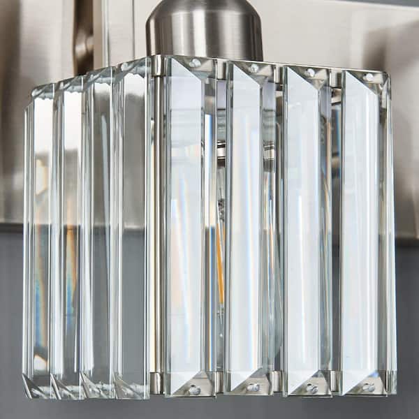 LQXYIQ 36.22 in.5-Light Clear Glass Brushed Nickel Crystal Wall