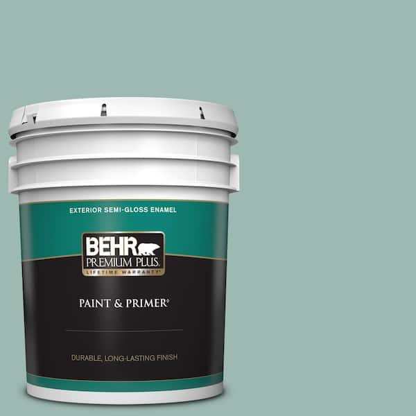 BEHR PREMIUM PLUS 5 gal. #PPU12-08 Opal Silk Semi-Gloss Enamel Exterior Paint & Primer